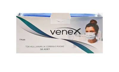 VENEX MASKE TEK KULLANIMLIK MAVİ 3 KATLI 50'Lİ - 1